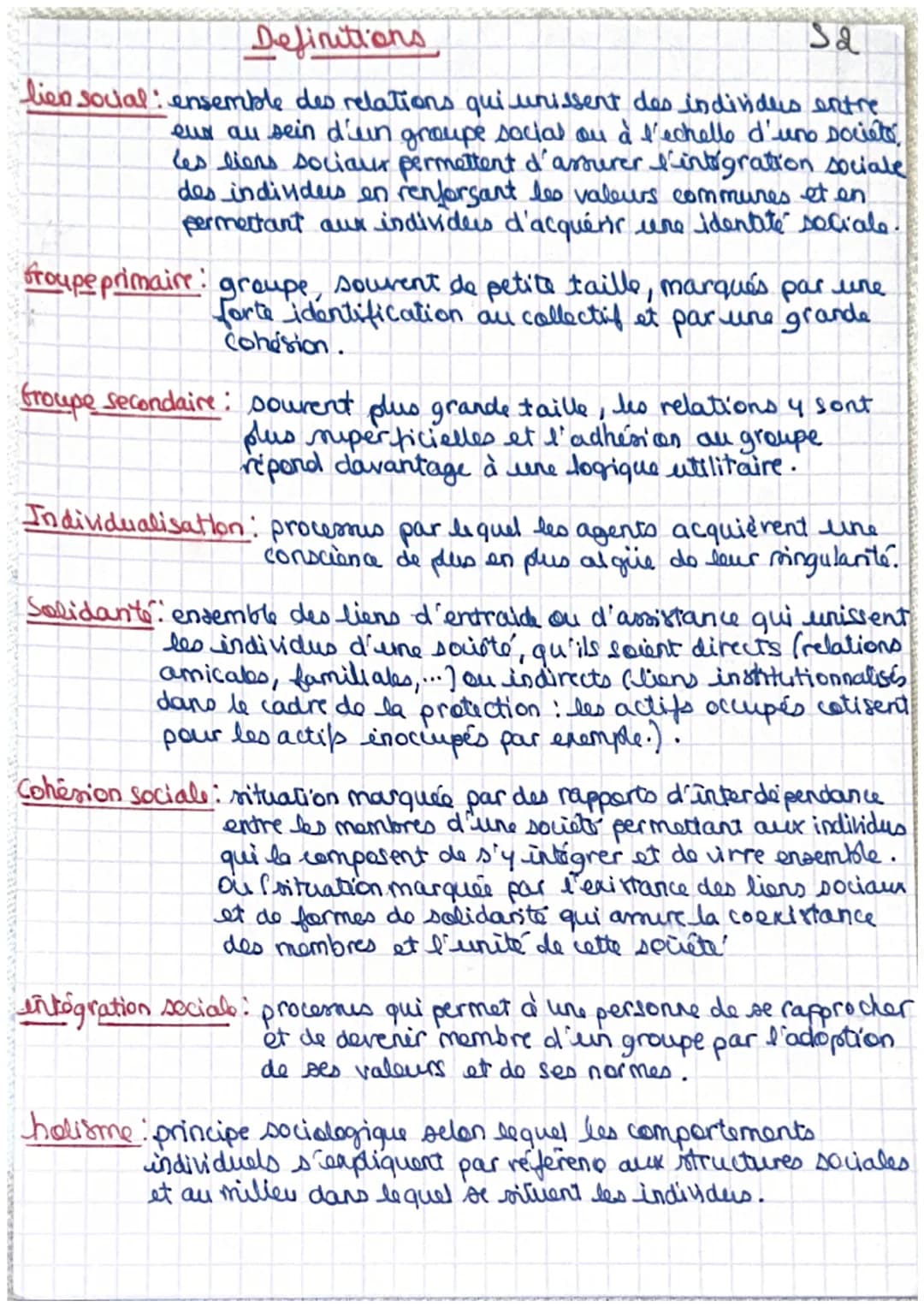 Definitions
Sa
lien social ensemble des relations qui unissent des indinders entre
eur au sein d'un groupe social ou à l'échelle d'uno Docié
