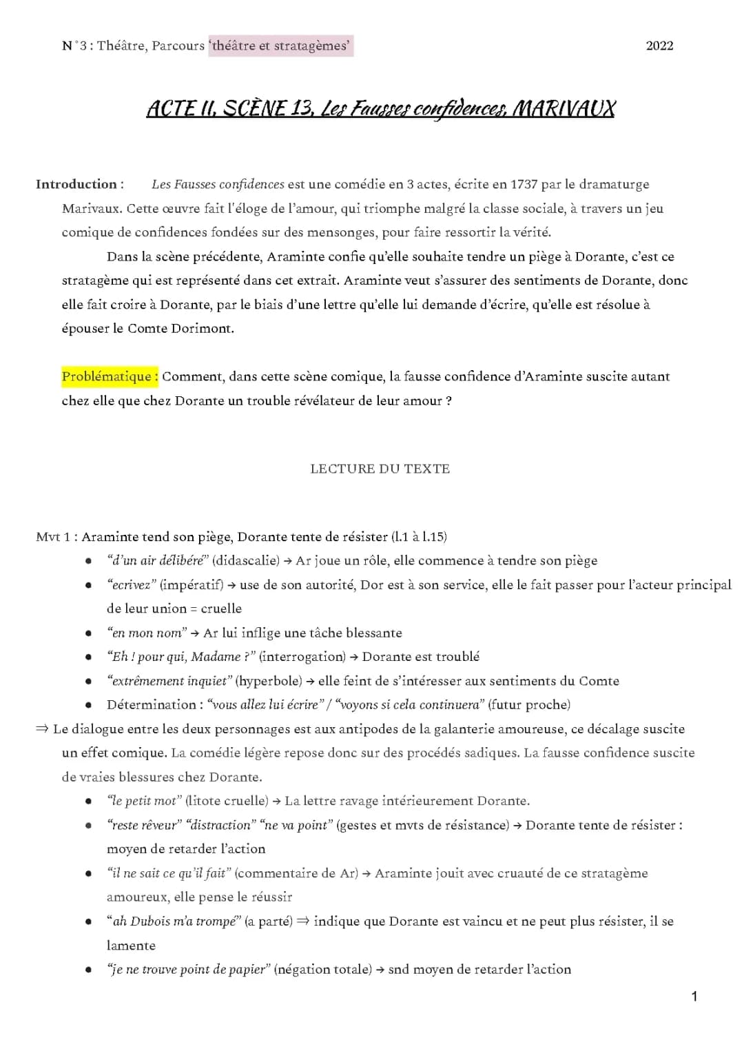Les Fausses Confidences Acte 2 Scène 13 PDF et Texte