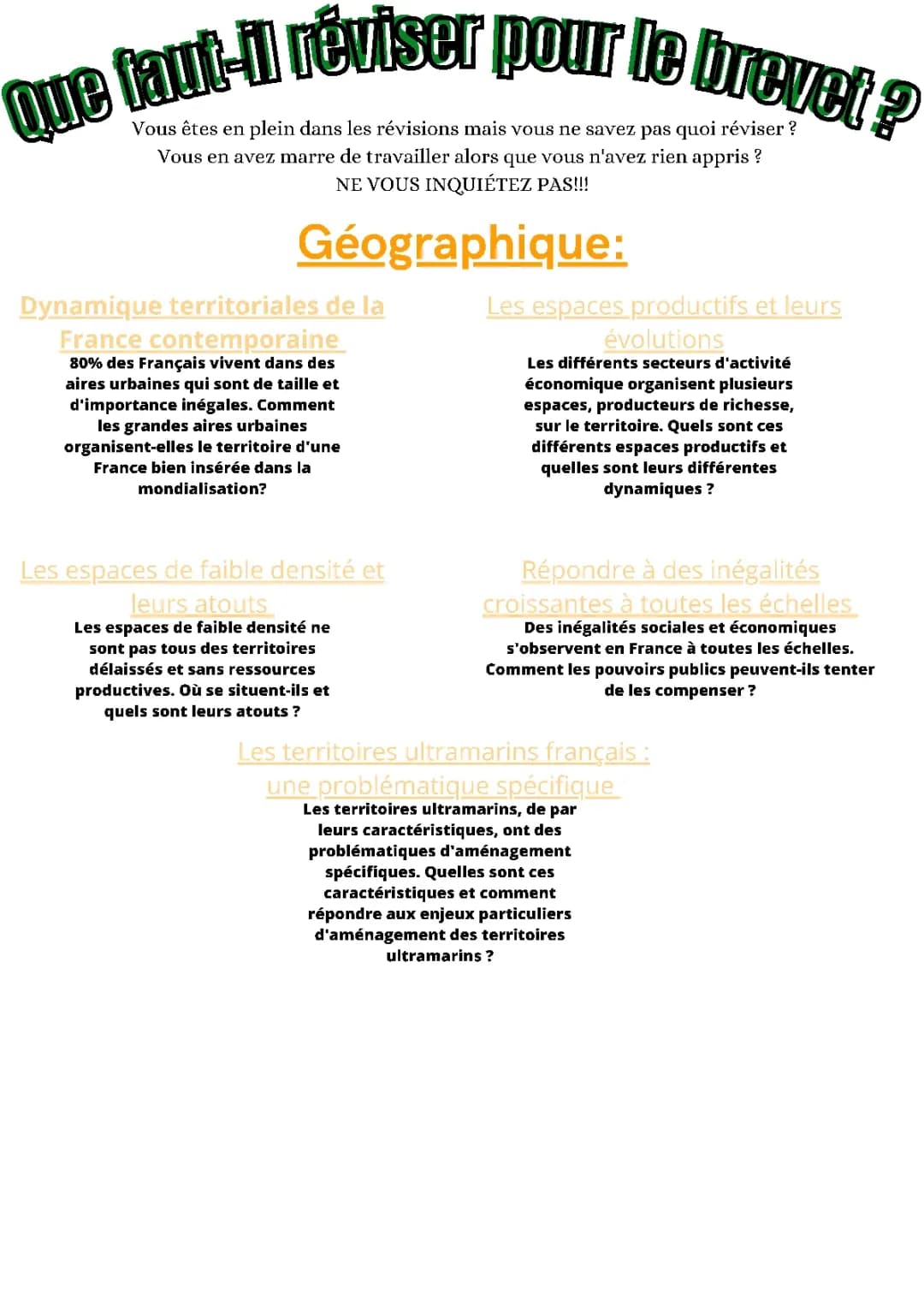 Que faut il réviser pour le brevet de géographie 
