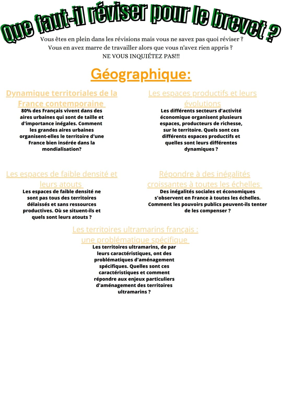 Que faut-il réviser pour le brevet?
Vous êtes en plein dans les révisions mais vous ne savez pas quoi réviser ?
Vous en avez marre de travai