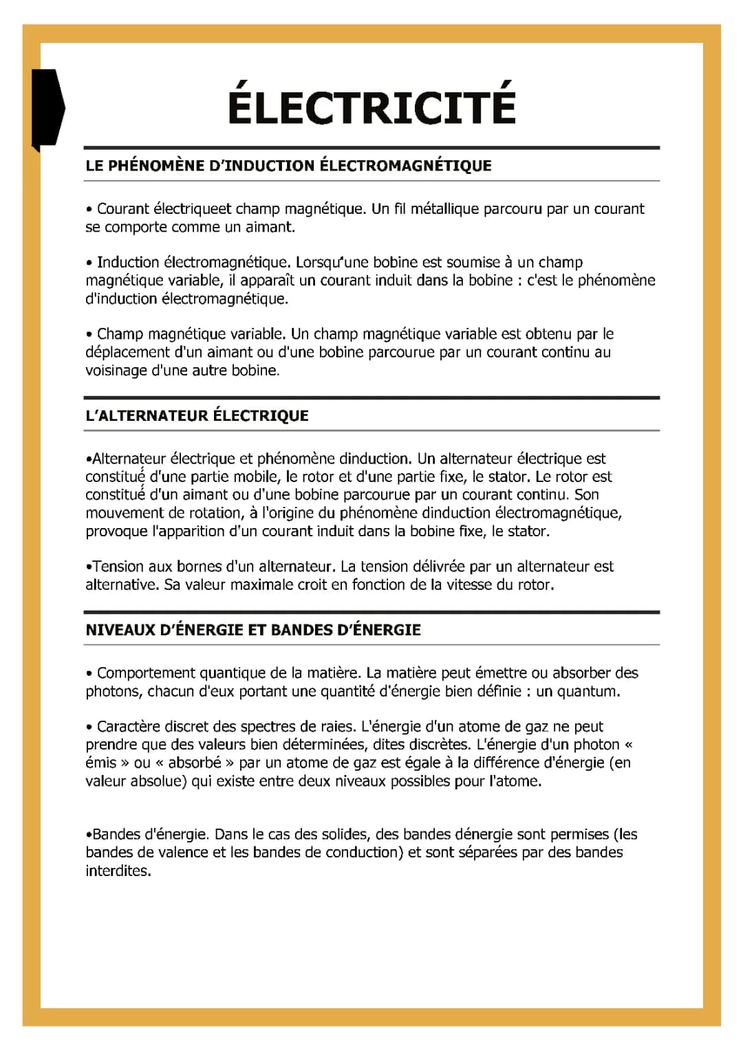 Cours PDF sur l'Induction Électromagnétique et Alternateur
