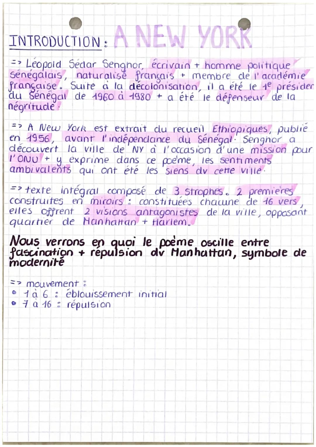 anaphore + intensif
froideur
personnification ville
devient negative
=> négation répétées
insistent sur absence
a Manhattan, de tout
cqui es