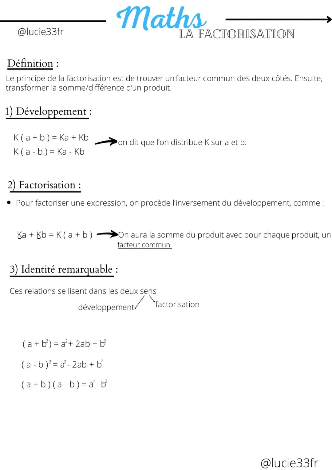 Maths : La factorisation 