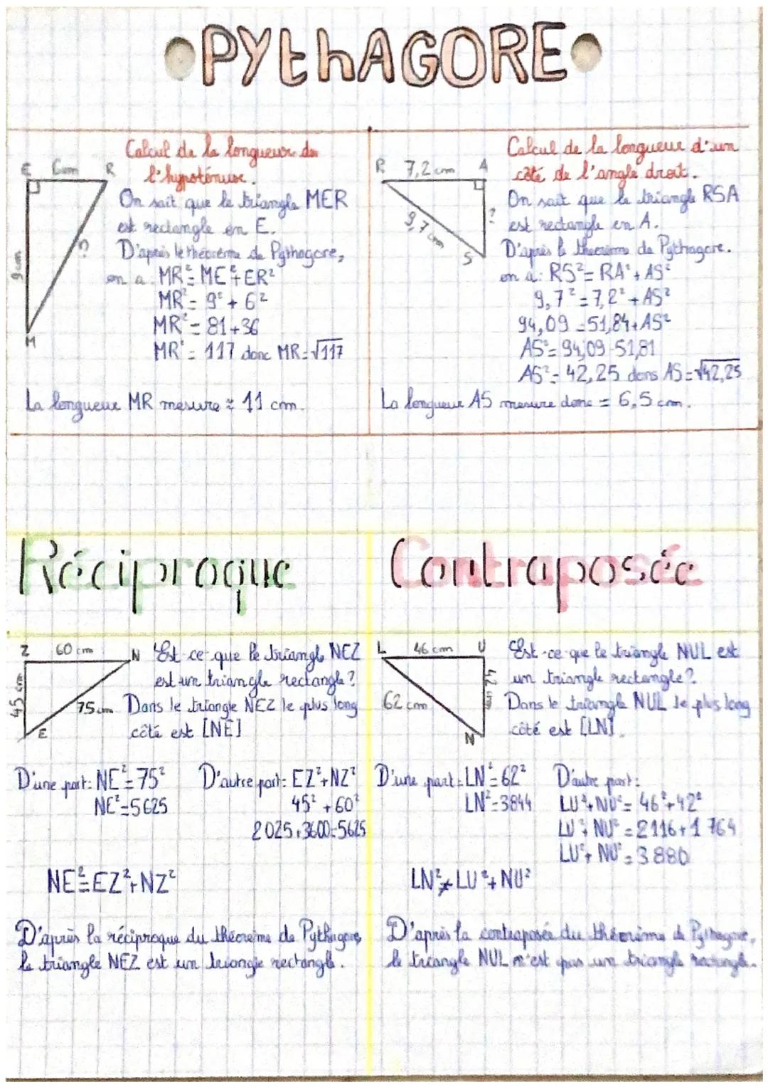 # PYthAGORE

E Com R

Calcul de la longueur da
l'hypoténuse.
On sait que le triangle MER
est rectangle en E.
1. D'apres le thecsérme de Pyth