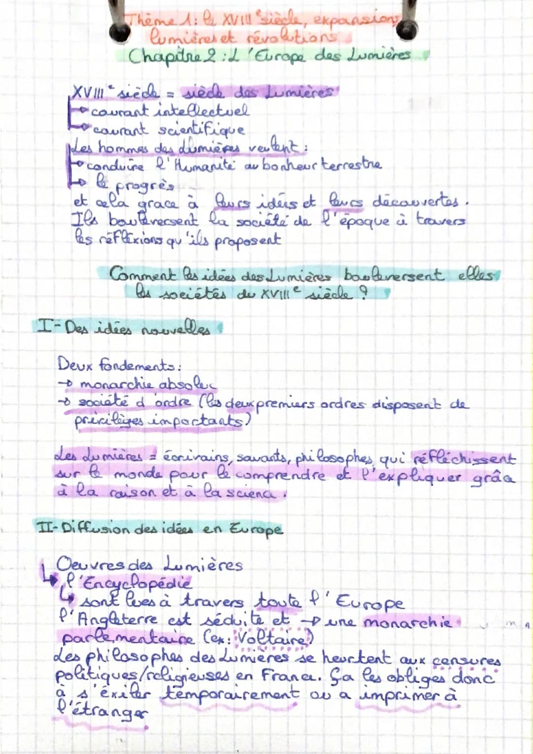 Theme 1: la XVIII siècle, expansions
lumières et révolutions.
Chapitre 2 : 'Europe des Lumières
XVIII" siede = siècle des Lumières
courant i