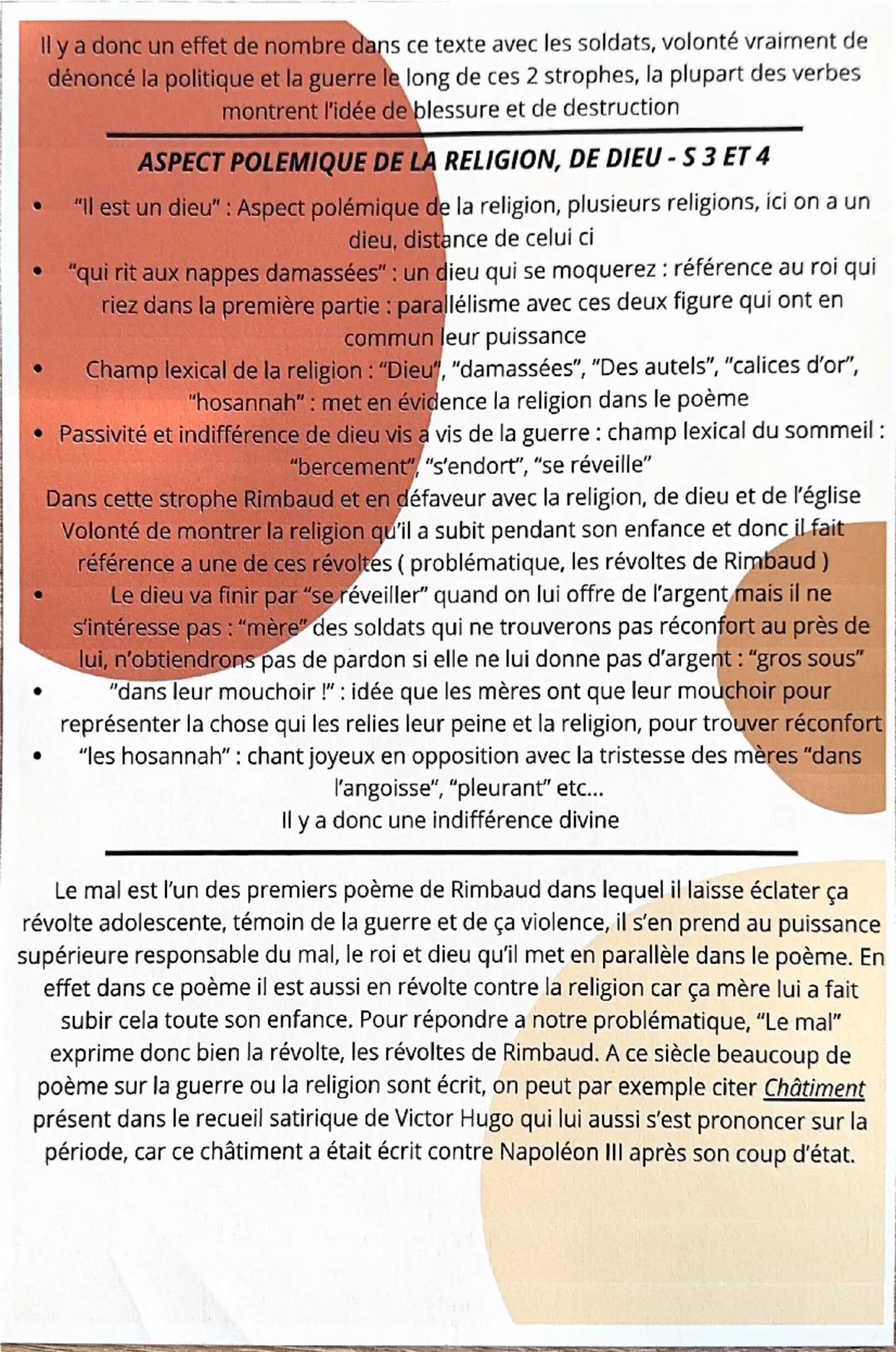POEME 2 - LES CAHIERS DE DOUAIS - LE MAL
Arthur Rimbaud est un auteur du 19 eme siècle. Etouffer par ça mère, il va faire une
série de fugue