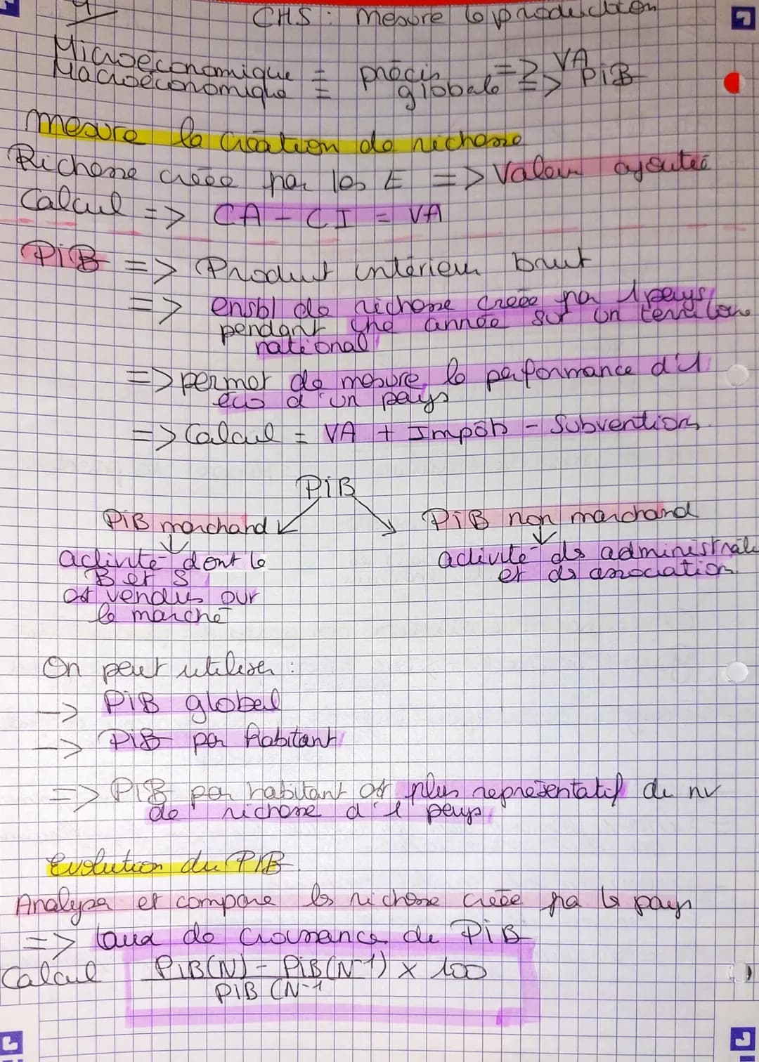 CHS
4
Microeconomique
Macioeconomique
precis
globale
mesure la creation de richesse
Richesse dreso por los E => Valeur ajouter
Calcul => CA
