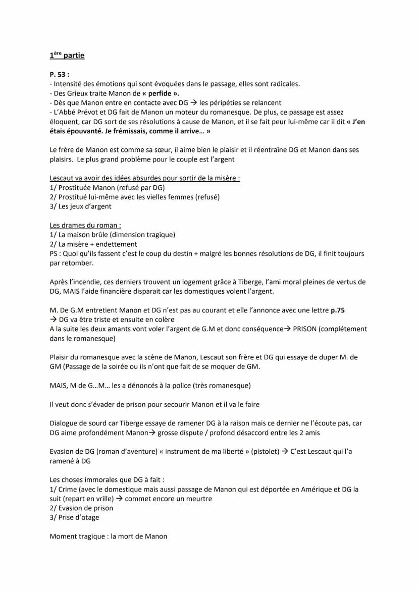 Objet d'étude 3: Roman du Moyen-Age au XXIe s
Parcours Personnages en marge. Plaisirs du romanesque
Abbé Prévost, Manon Lescaut (1753)
Titre