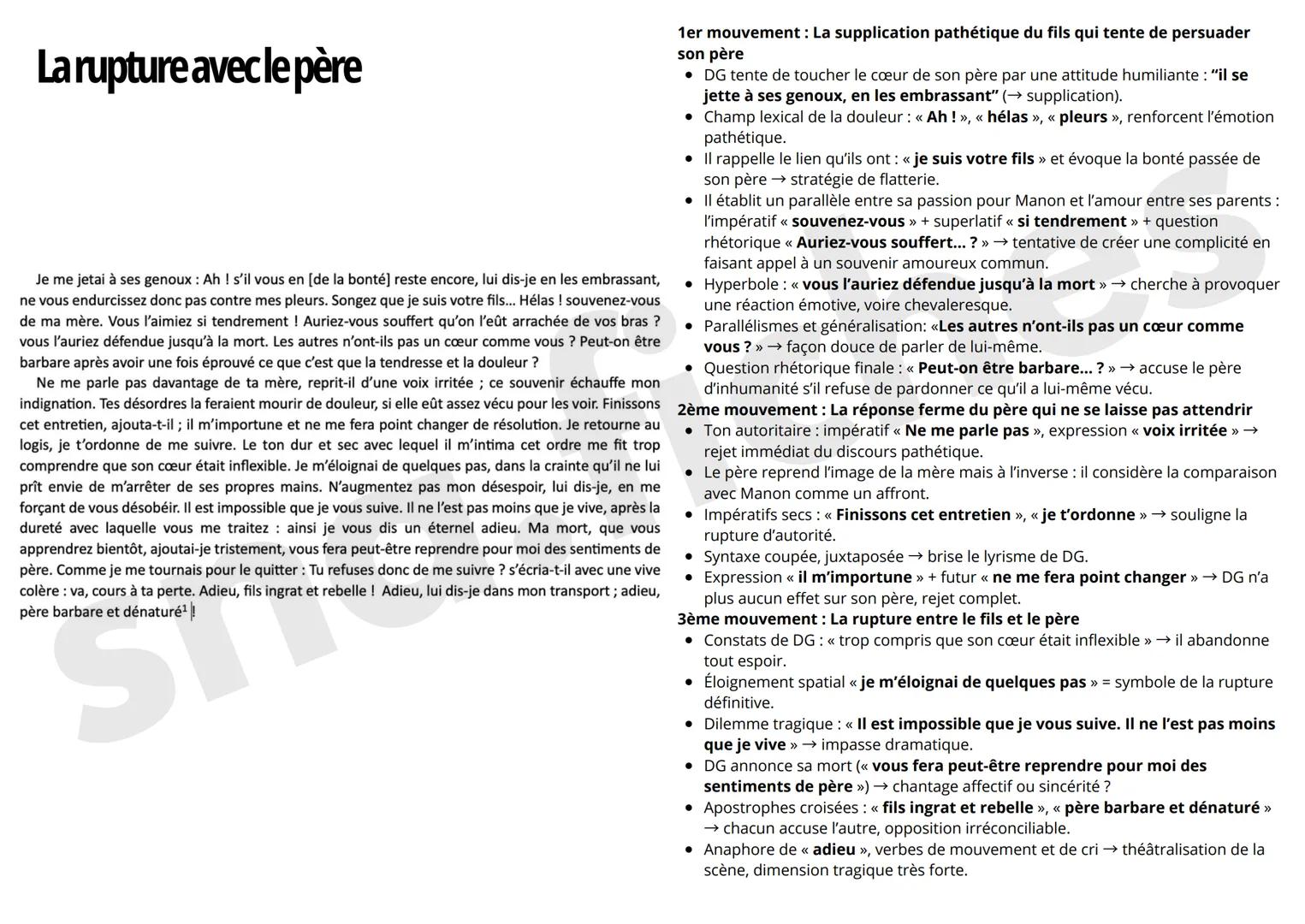 La rupture avec le père
Je me jetai à ses genoux: Ah! s'il vous en [de la bonté] reste encore, lui dis-je en les embrassant,
ne vous endurci