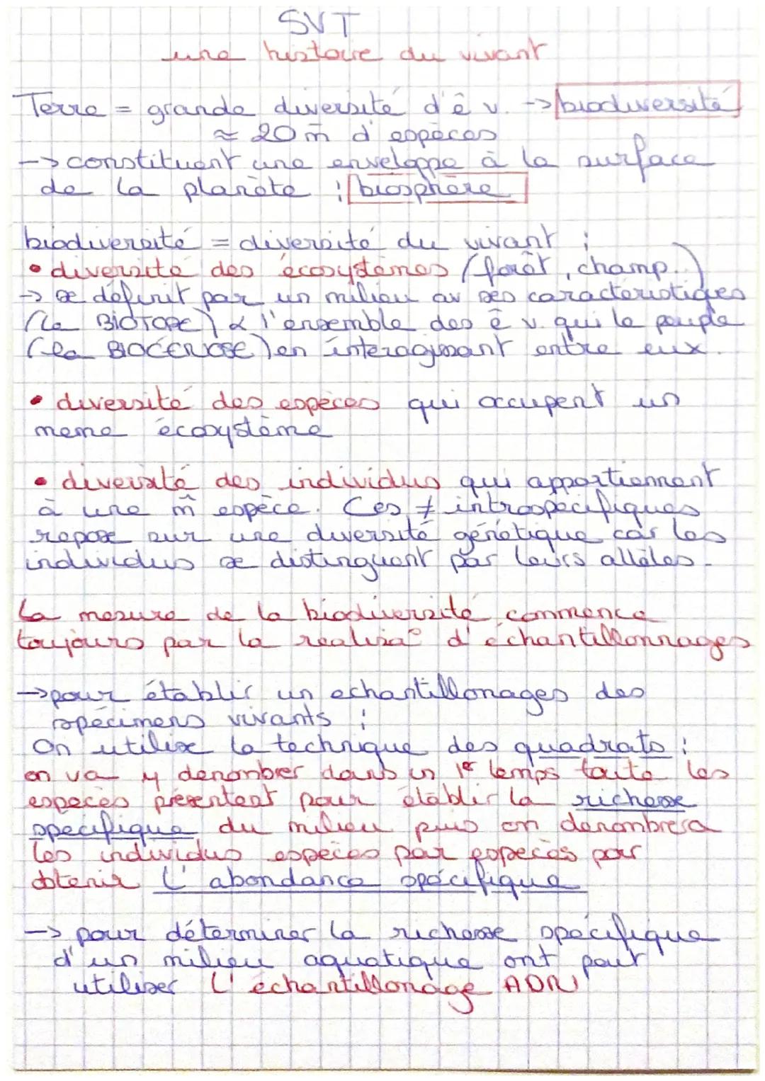 ماید
Terre = grande diversité d'ê v. ->biodiversite
= 20m d'especes
-> constituent une enveloppe à la surface
}
SVT
JH
histoire du vivant
اع