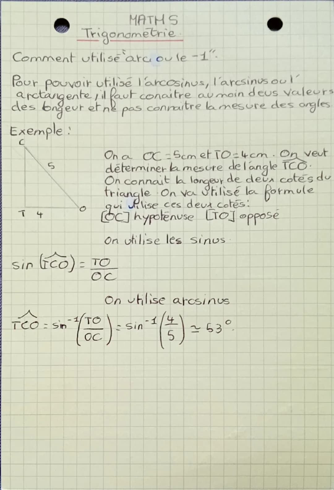 # MATHS
Trigonometrie
Ce qui fout savoir
Dans un triangle rectangle:
• l'hypothénuse = coté opposé à l'angle droit
: coté le plus long
• adj