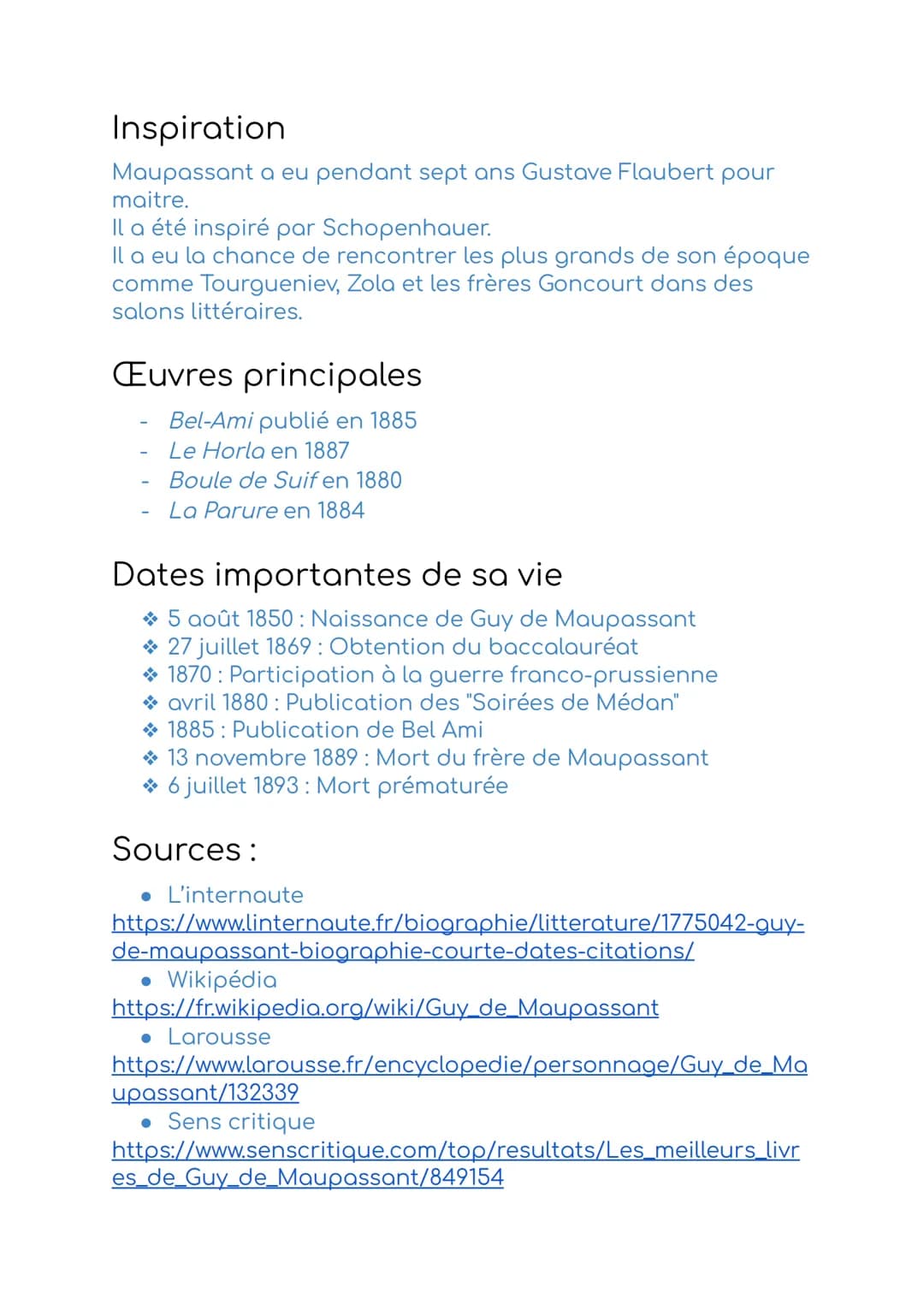 Guy de Maupassant
La vie de Maupassant
Henry-René-Albert-Guy de Maupassant est
un écrivain et journaliste littéraire français
né le 5 août 1