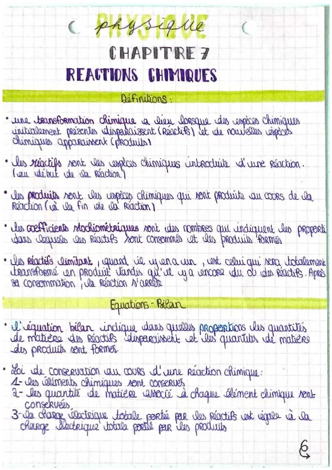 Les réactions chimiques 