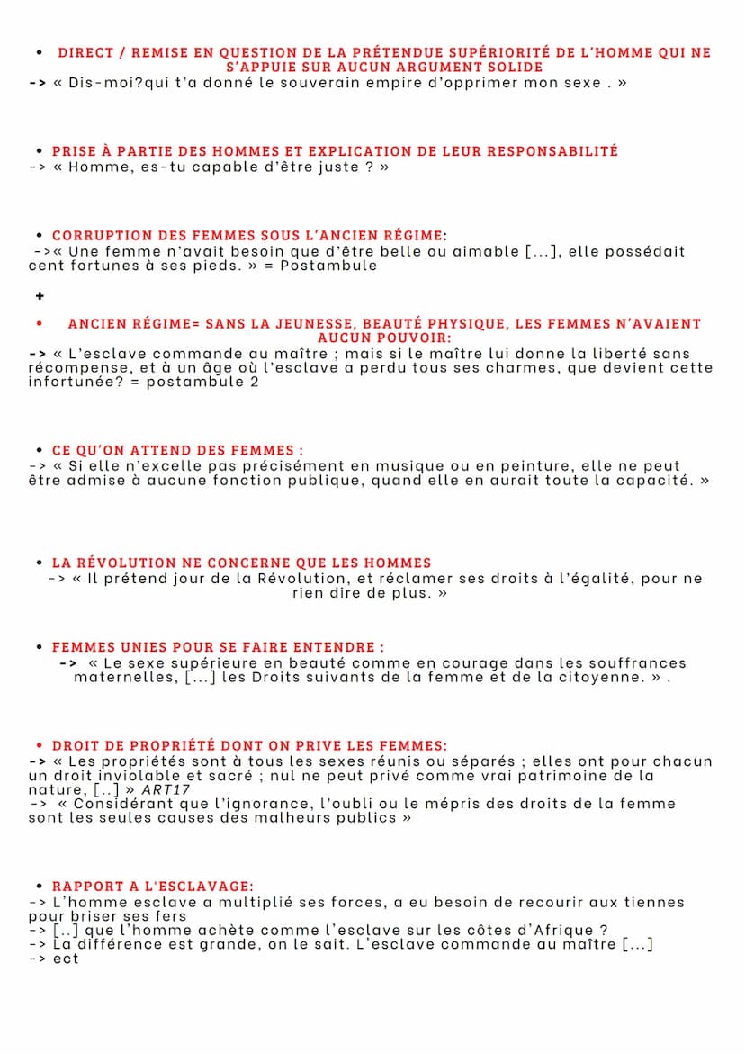 CITATIONS:
OLYMPE DE GOUGES
• ÉGALITÉ FACE AUX SANCTIONS ET AUX LOIS:
->«< La femme a le droit de monter à l'échafaud, elle doit avoir égale