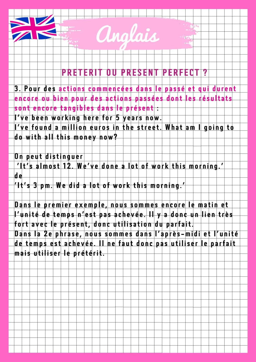 Anglais
PRETERIT OU PRESENT PERFECT?
Introduction:
Le parfait (present perfect) ou le prétérit (preterite) sont
des temps d'un emploi diffic