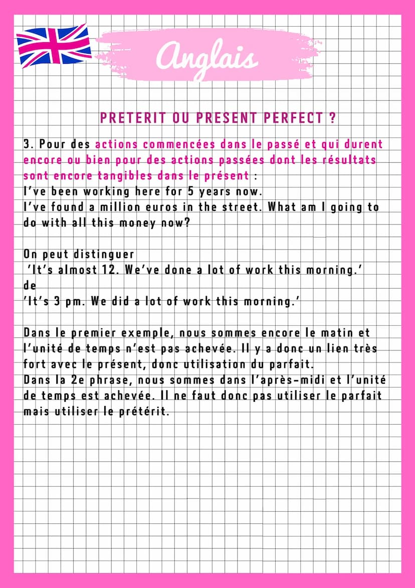 Anglais
PRETERIT OU PRESENT PERFECT?
Introduction:
Le parfait (present perfect) ou le prétérit (preterite) sont
des temps d'un emploi diffic