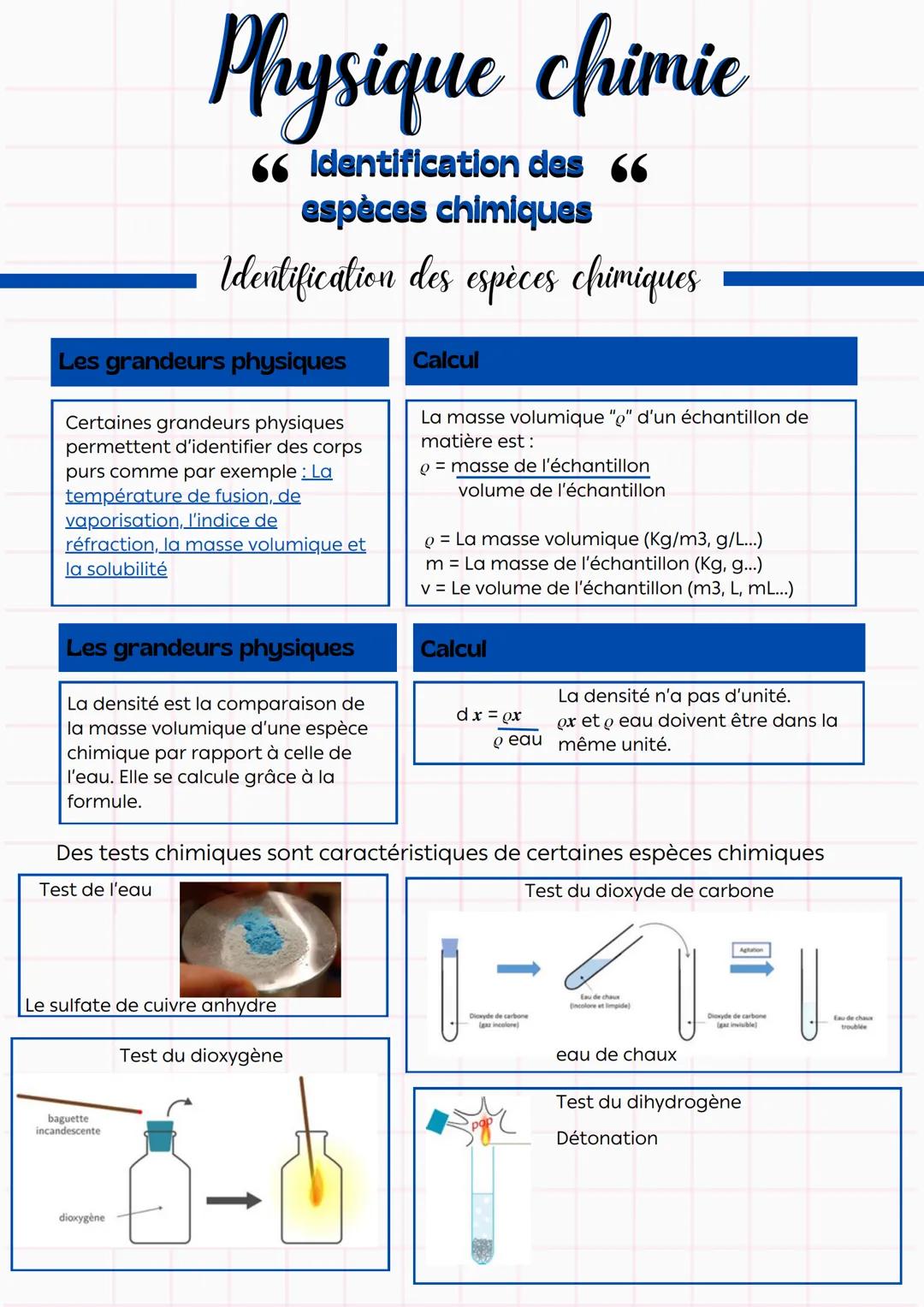 Physique chimie
66 Identification des 66
espèces chimiques
Les
corps purs
et les mélanges
•
Un corps simple est composé d'un seul type d'ato
