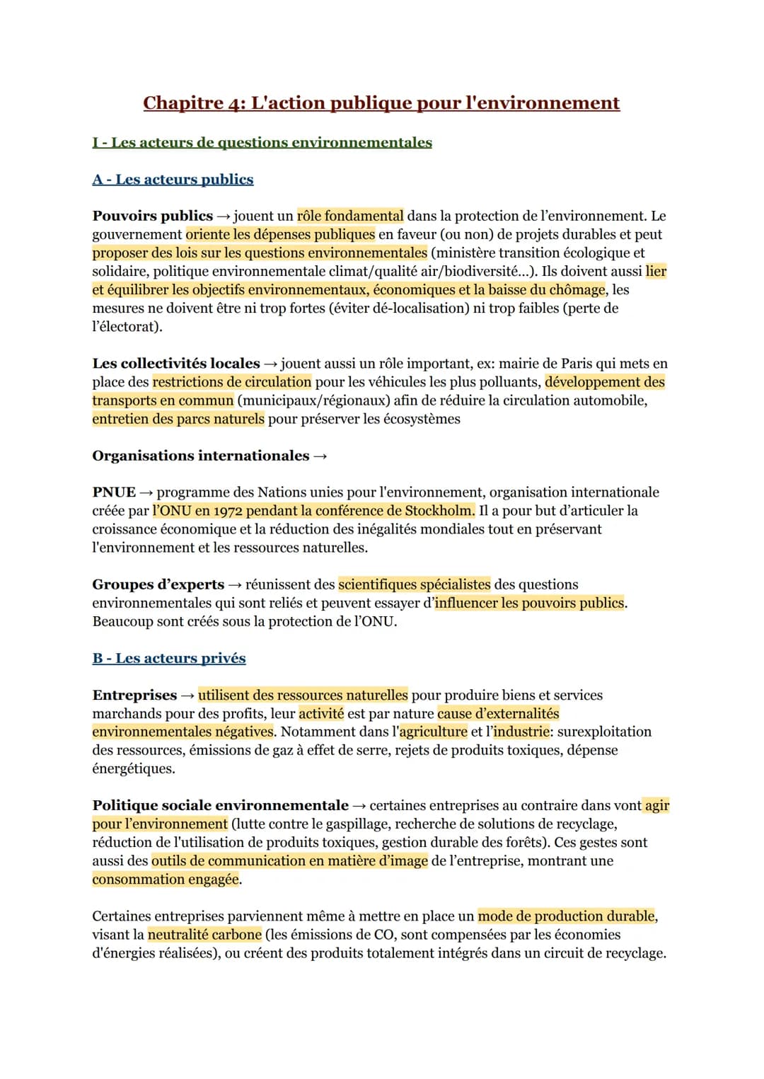 Chapitre 4: L'action publique pour l'environnement
I - Les acteurs de questions environnementales
A - Les acteurs publics
Pouvoirs publics →