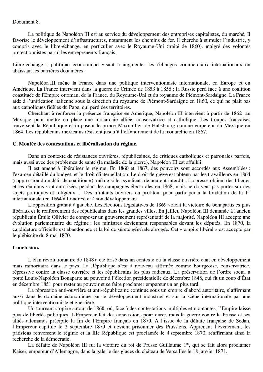 Classe de Première. Histoire.
Introduction.
La difficile entrée dans l'âge démocratique :
la Deuxième République et le Second Empire.
La rév