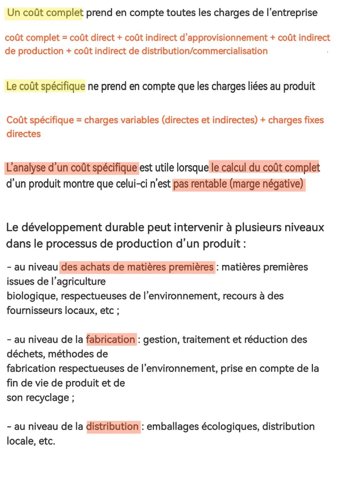 Fiche sur la Méthode des Coûts Complets - Formules et Exemples
