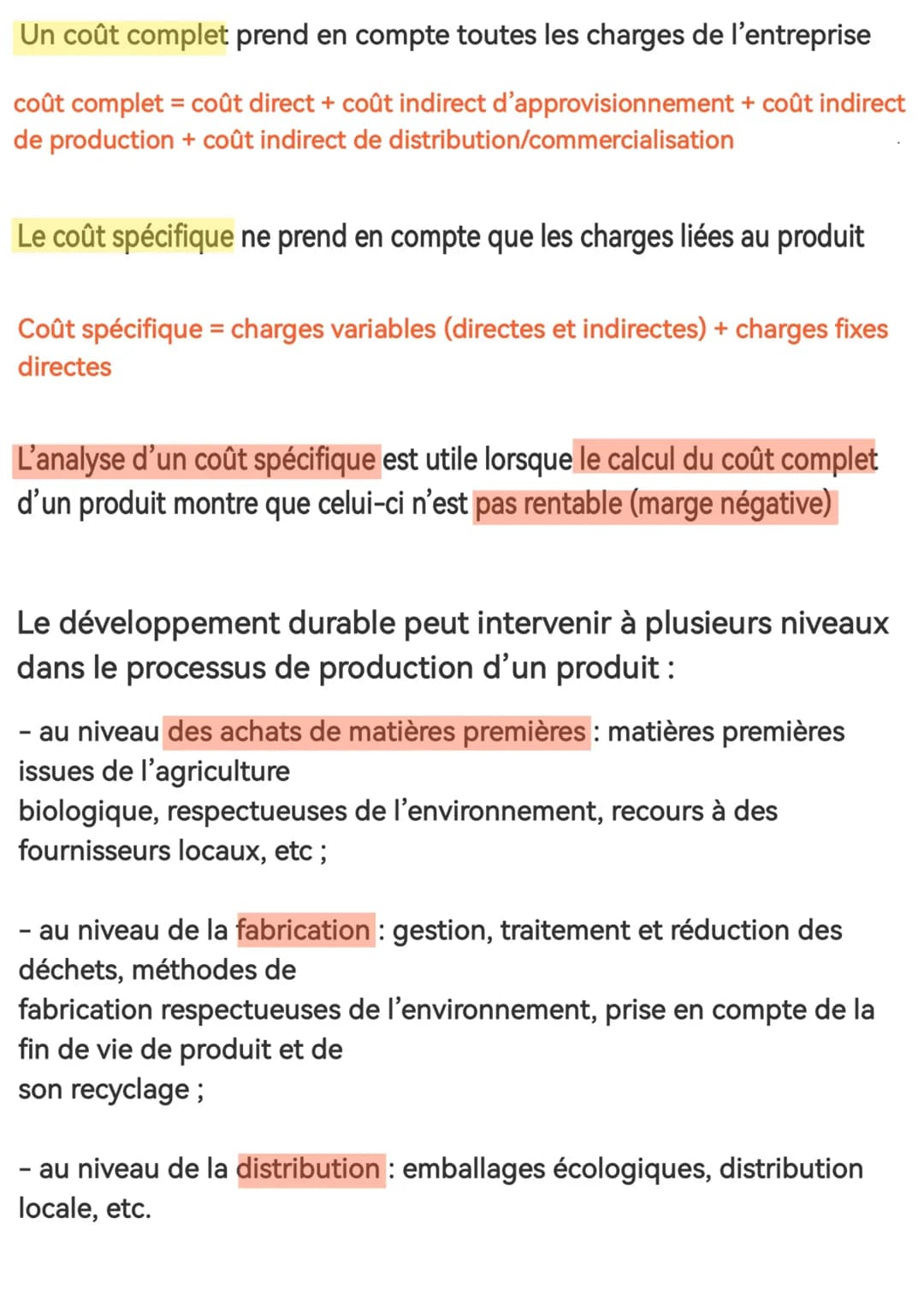 Un coût complet prend en compte toutes les charges de l'entreprise
coût complet = coût direct + coût indirect d'approvisionnement + coût ind
