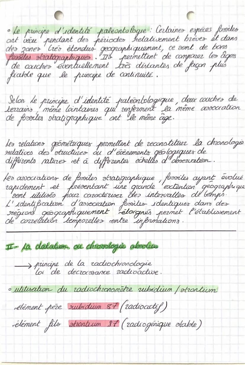A la recherche du passé géologique
de notre planète
LE TEMPS ET LES ROCHES
I) La chronologia ou dotation relative
L'étude des relations géom