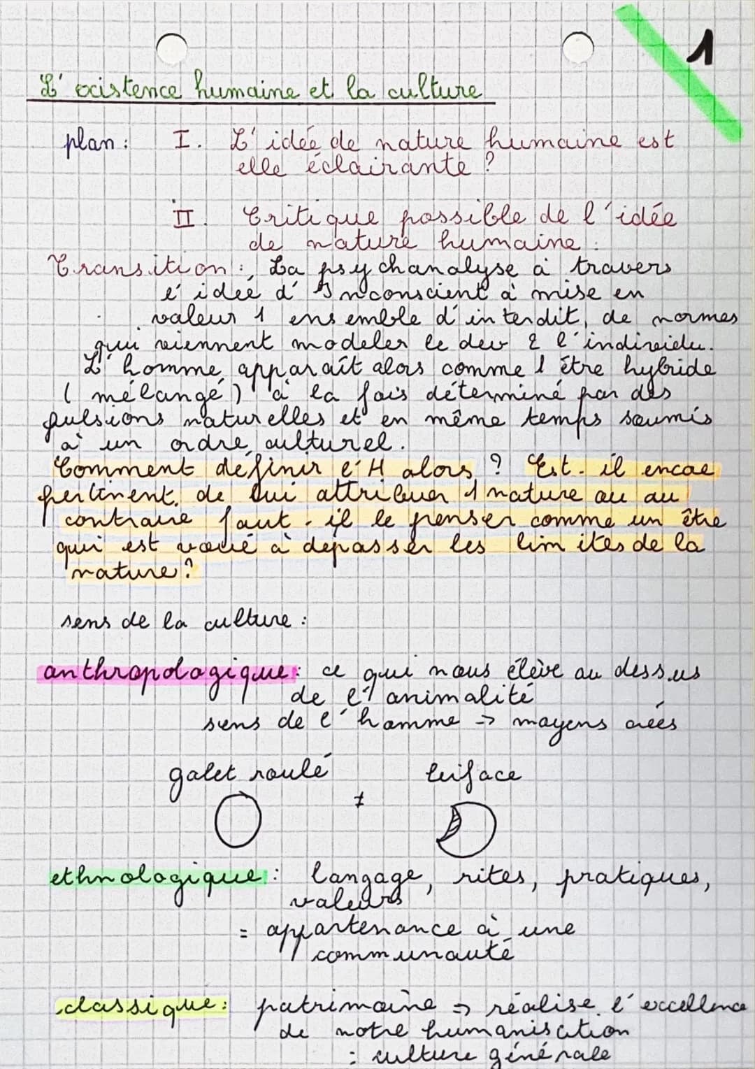 C
&' ocistence humaine et la culture
plan:
I. L'idée de nature humaine est
elle éclairante ?
Critique possible de l'idée
de nature humaine
p