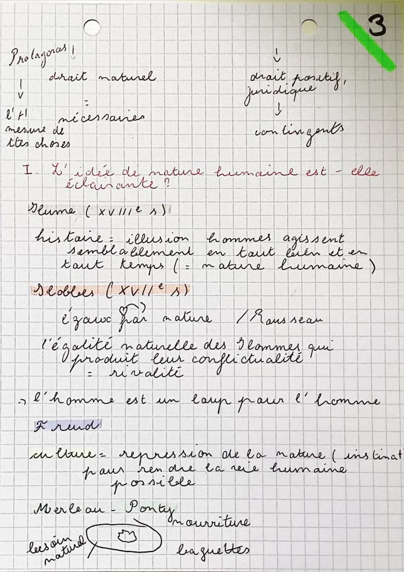 C
&' ocistence humaine et la culture
plan:
I. L'idée de nature humaine est
elle éclairante ?
Critique possible de l'idée
de nature humaine
p