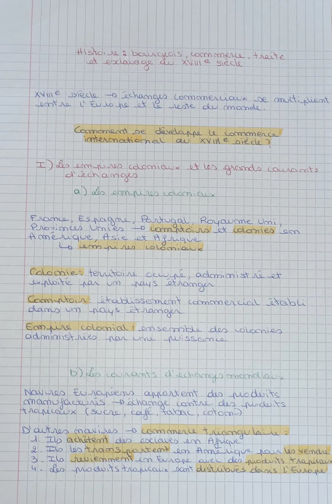 *Africations
suite: histoire, bourgeoisie, commence
traite et exlavage au
III) La traite Atlantique et l` essar de l' exclavage
a) La traite