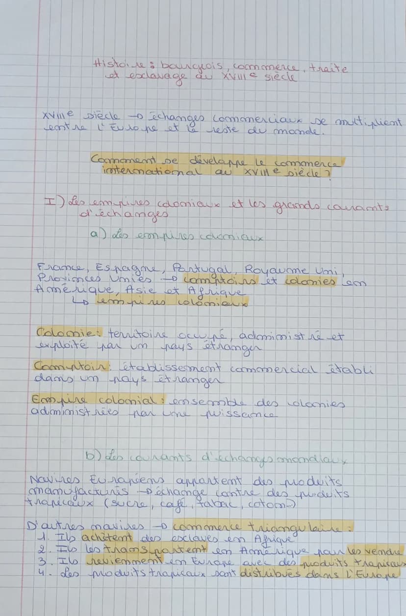 *Africations
suite: histoire, bourgeoisie, commence
traite et exlavage au
III) La traite Atlantique et l` essar de l' exclavage
a) La traite