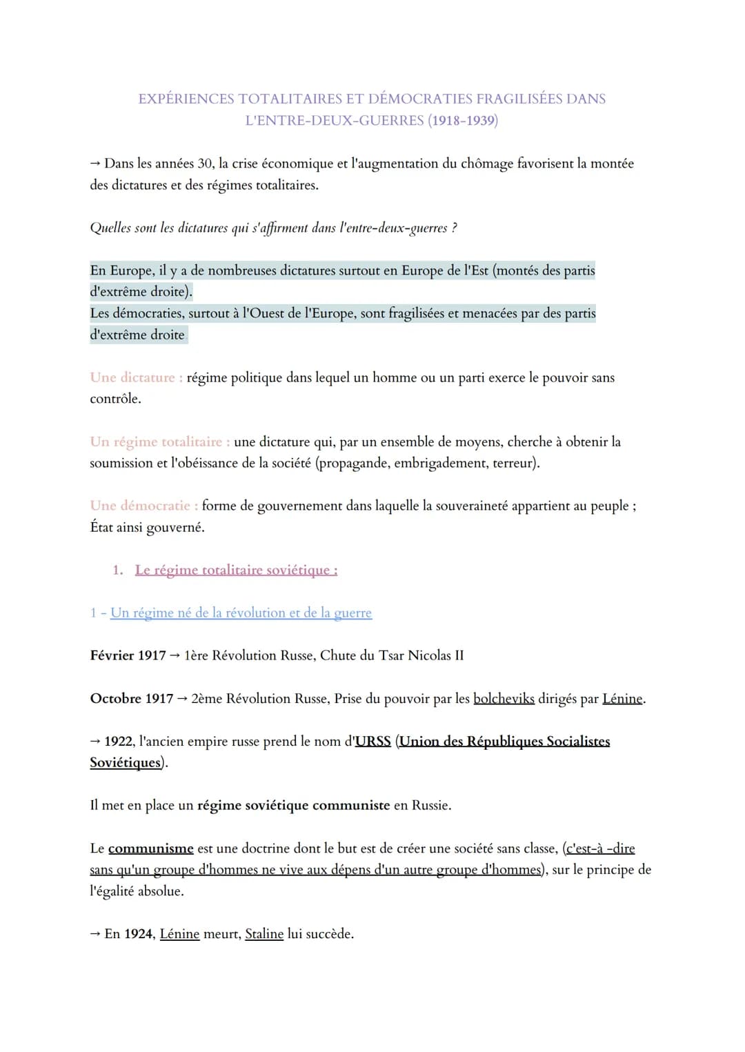 EXPÉRIENCES TOTALITAIRES ET DÉMOCRATIES FRAGILISÉES DANS
L'ENTRE-DEUX-GUERRES (1918-1939)
→ Dans les années 30, la crise économique et l'aug