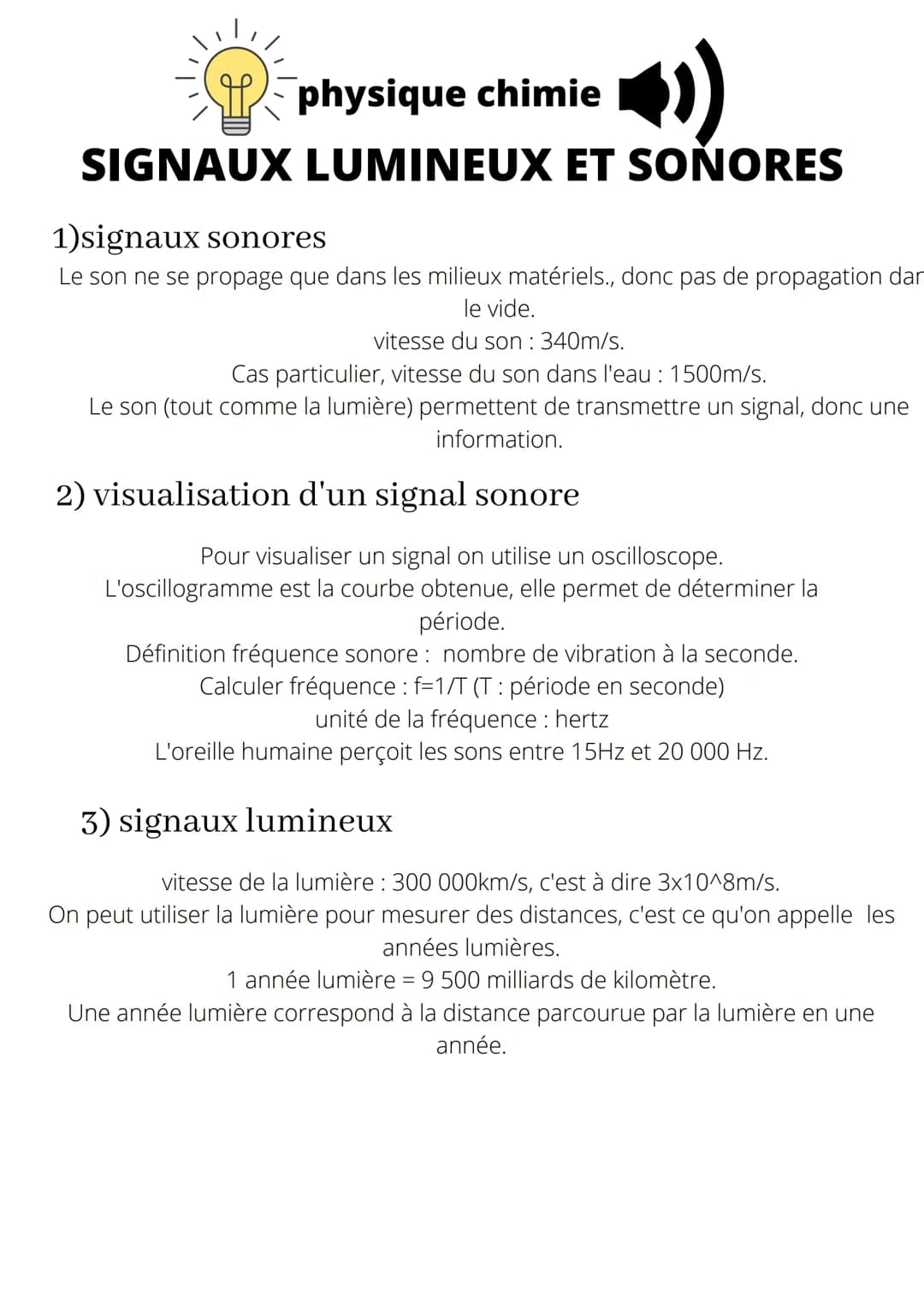 
<h2 id="signauxsonores">Signaux Sonores</h2>
<p>Le son ne se propage que dans les milieux matériels, donc pas de propagation dans le vide. 