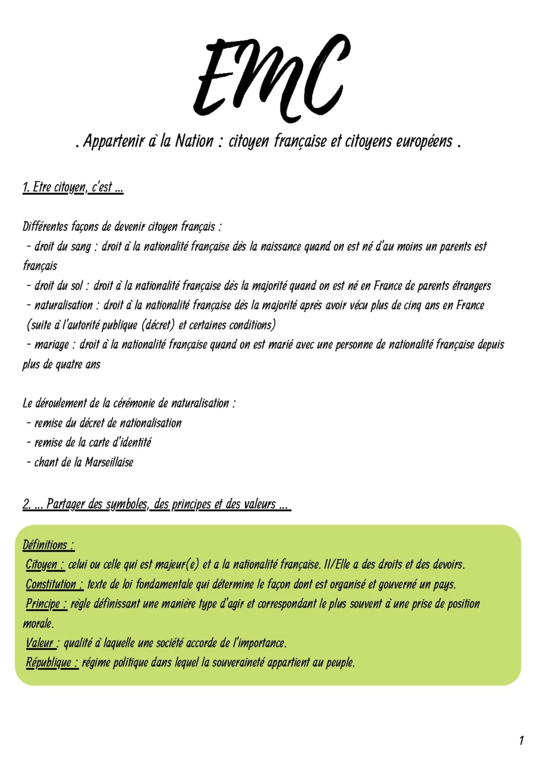 Comment obtenir la nationalité française, les droits et devoirs des citoyens, et les symboles de la République