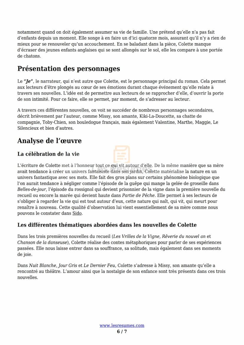 Colette, Les vrilles de la Vigne : résumé,
personnages et analyse
Les Vrilles de la Vigne est un recueil de nouvelles autobiographiques écri