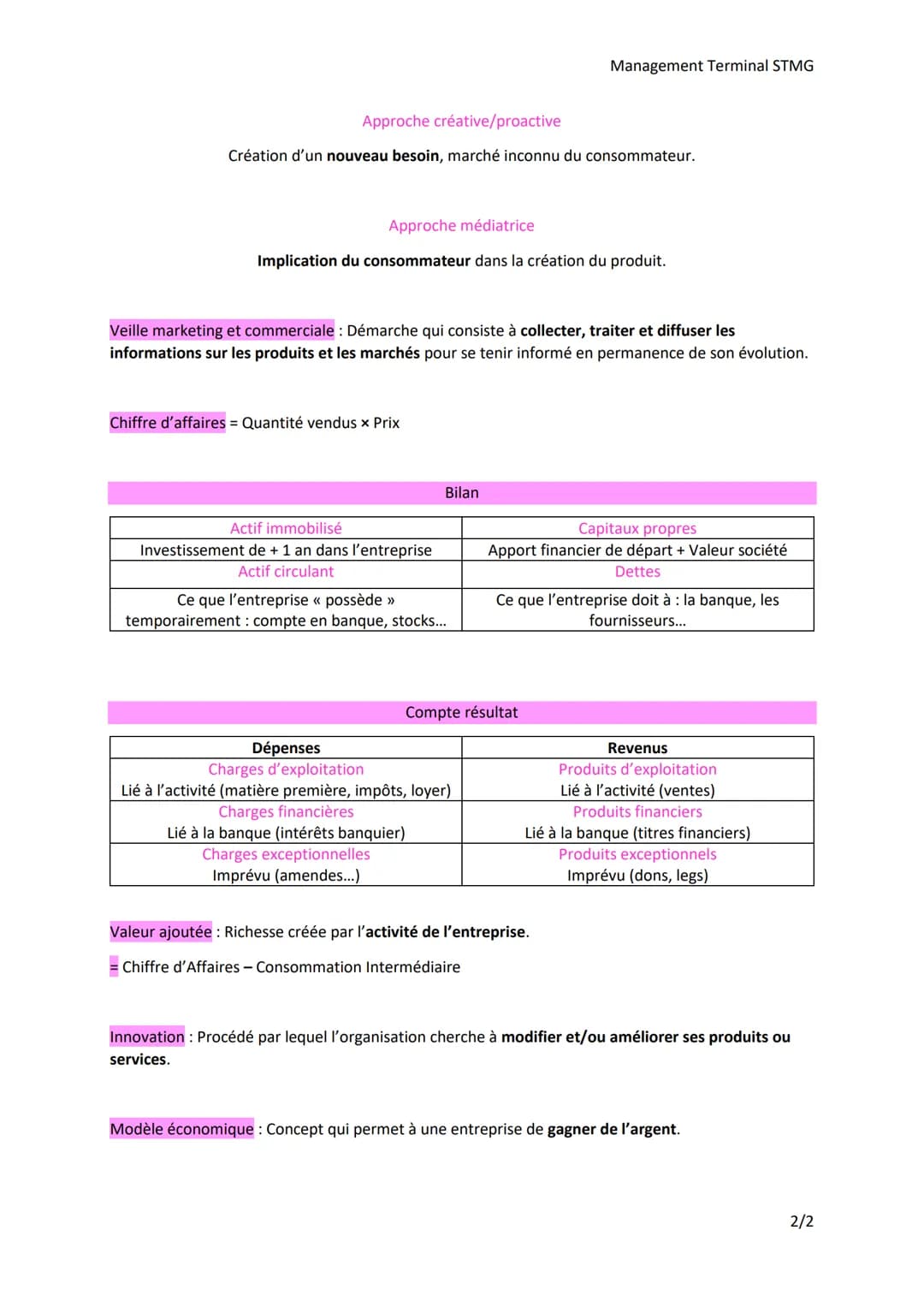 Thème 1: Les organisations et l'activité de production de biens et de
services
Management Terminal STMG
Chapitre 1 : Quels produits ou quels