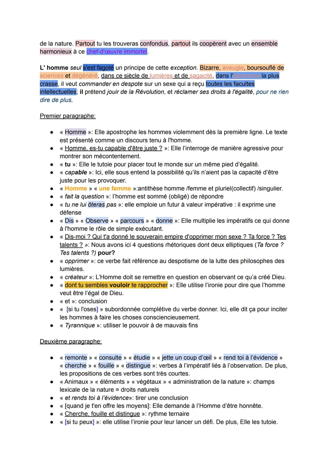 Texte 1: Olympe de Gouges, La Déclaration des droits de la femme et de la citoyenne,
texte liminaire.
Parcours : Écrire et combattre pour l'