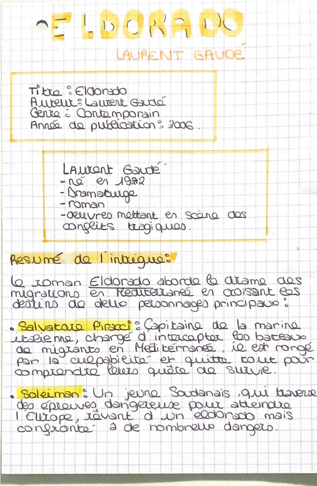 # EL DORADO

LAURENT GAUDE

Titre : Eldorado
Auteur : Laurent Gaude
Genre : Contemporain
Année de publication : 2006.

Laurent Gaude :
- né 