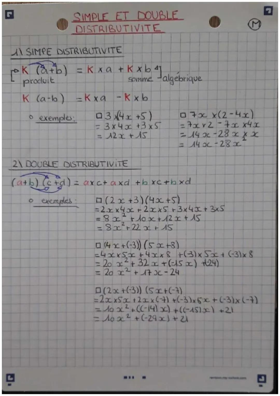 Comprendre la Simple et Double Distributivité