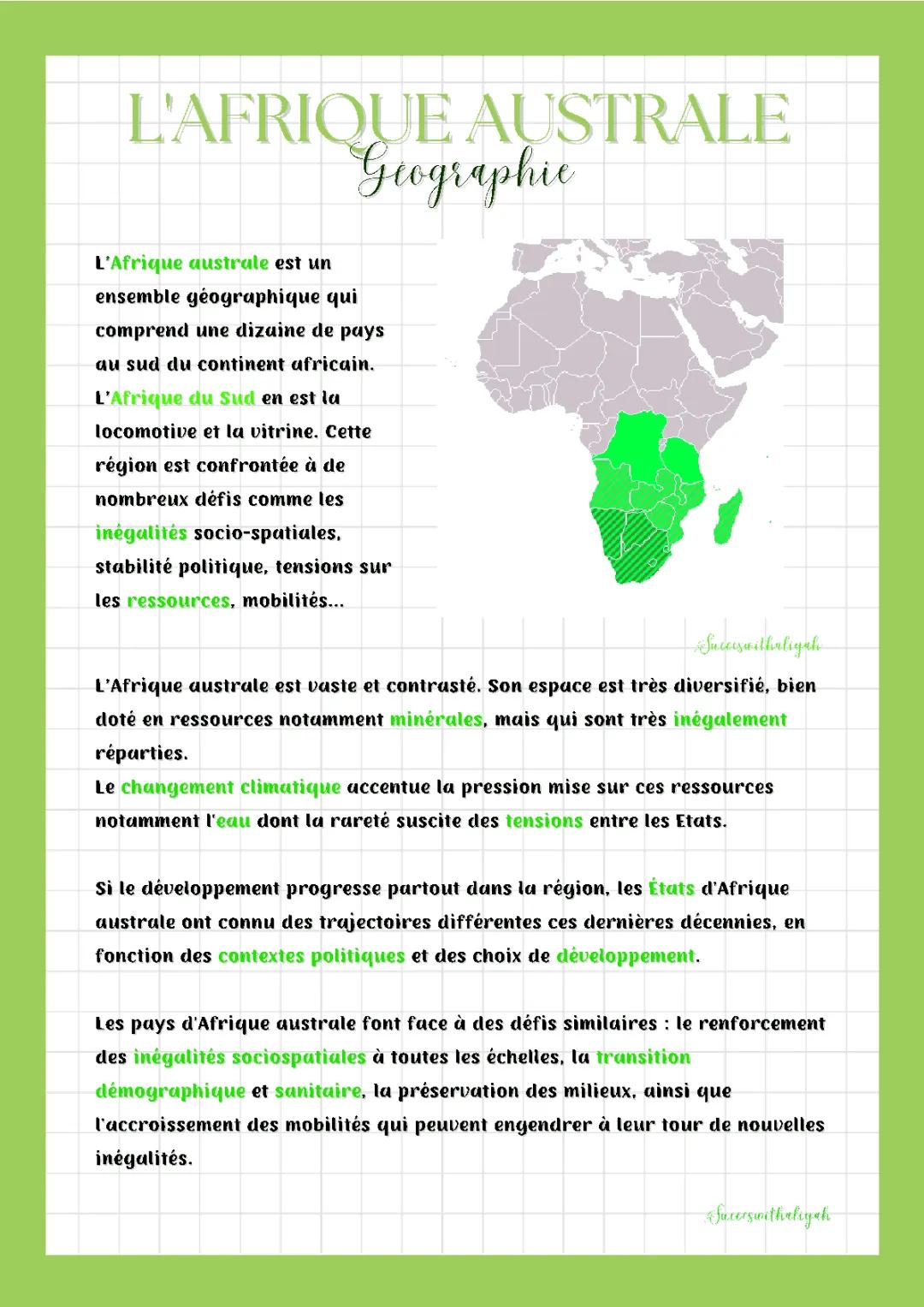 L'Afrique australe 2NDE