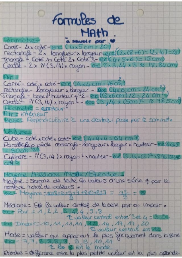 Know Formules importante pour le brevet de math. thumbnail