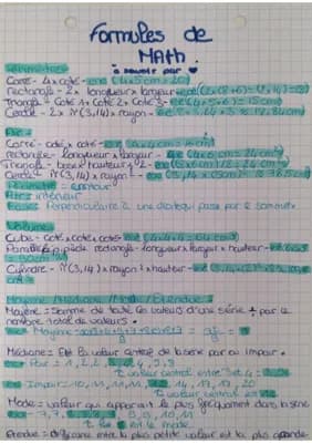 Know Formules importante pour le brevet de math. thumbnail