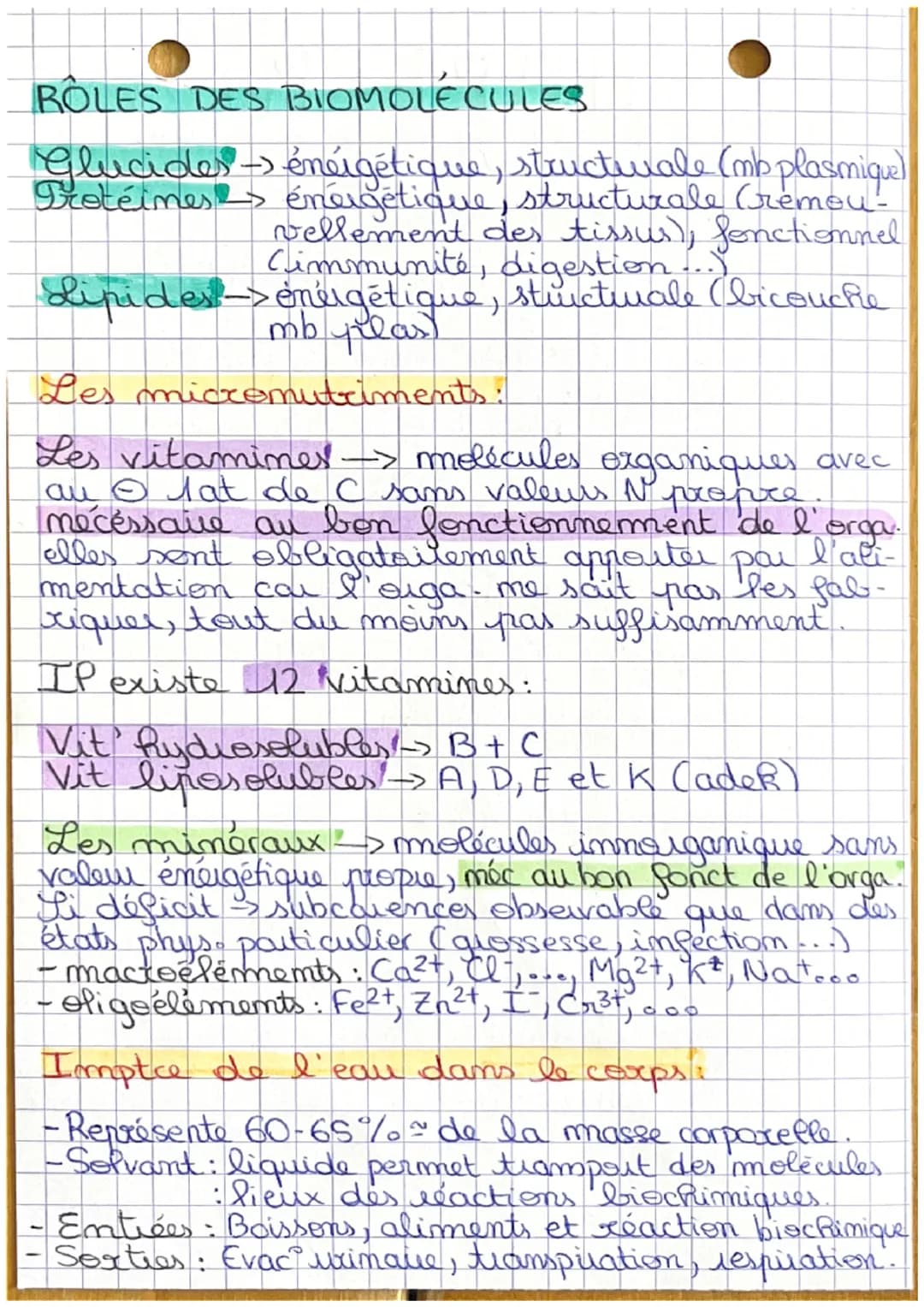 CHAPITRE 3
Aliments, Nutriments, Biomolécules.
Aliments et nutriments.
Aliments consommer pour leur qualité
organoleptiques: aspect, textie,