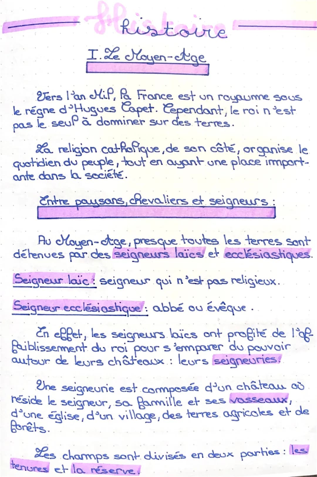 S histoire
I. Le Moyen-Age
Vers l'an Mil, la France est un royaume sous
le régne d'Hugues Capet. Cependant, le roi n'est
le seul à dominer s