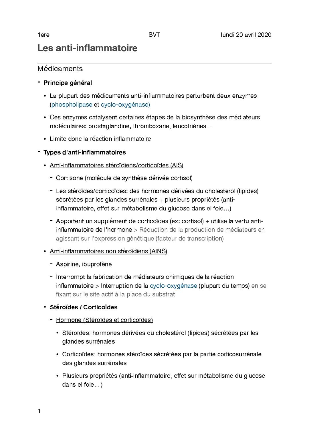 Cours 3 - Les anti-inflammatoires