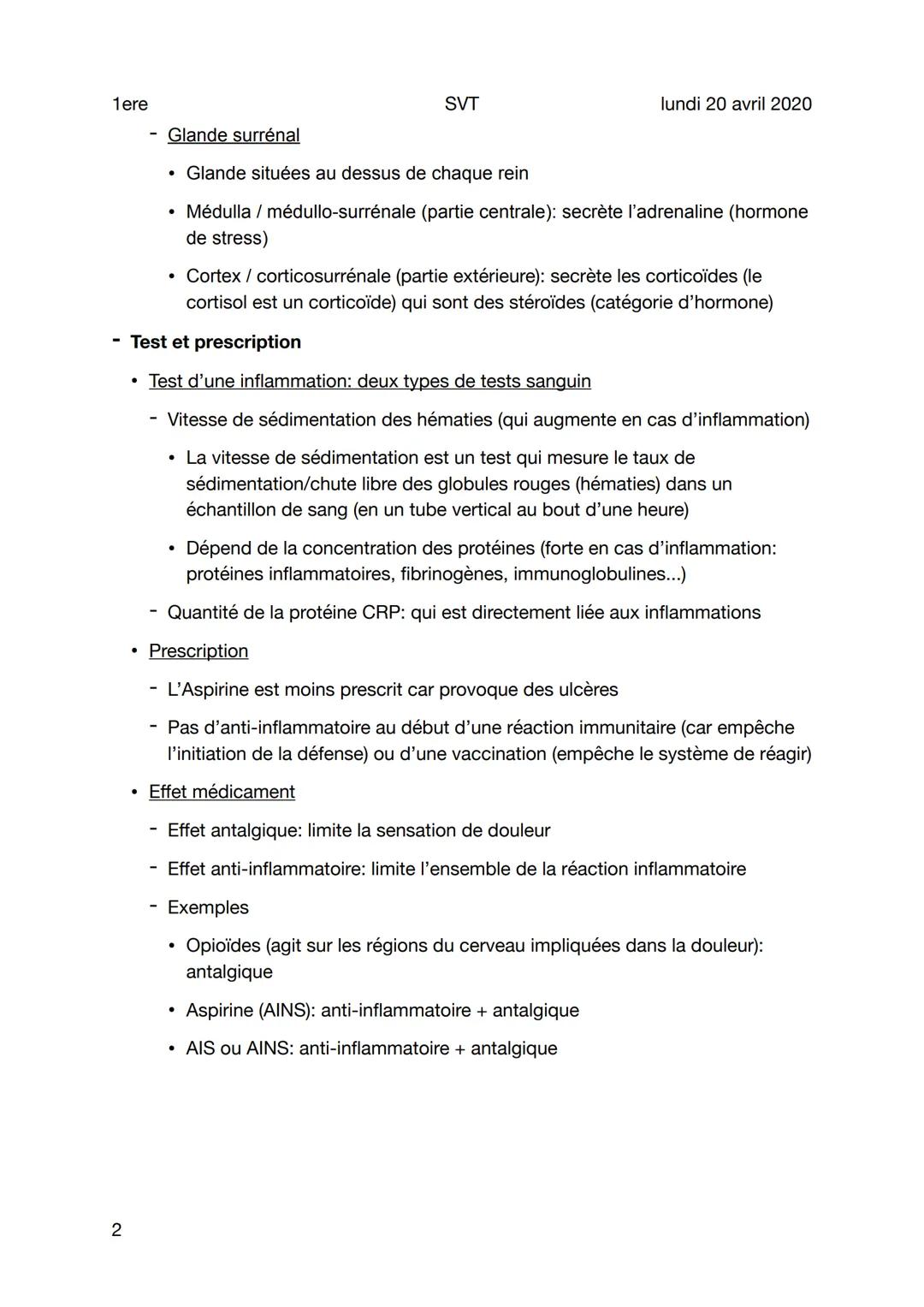 1ere
Les anti-inflammatoire
Médicaments
1
Principe général
• La plupart des médicaments anti-inflammatoires perturbent deux enzymes
(phospho