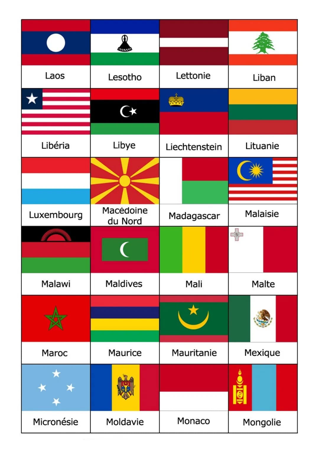 Pays membres de l'ONU (193) :
Afghanistan Afrique du Sud Albanie
Allemagne
Arabie
Saoudite
DRAPEAUX DES PAYS DU MONDE
Autriche
Bangladesh
ME