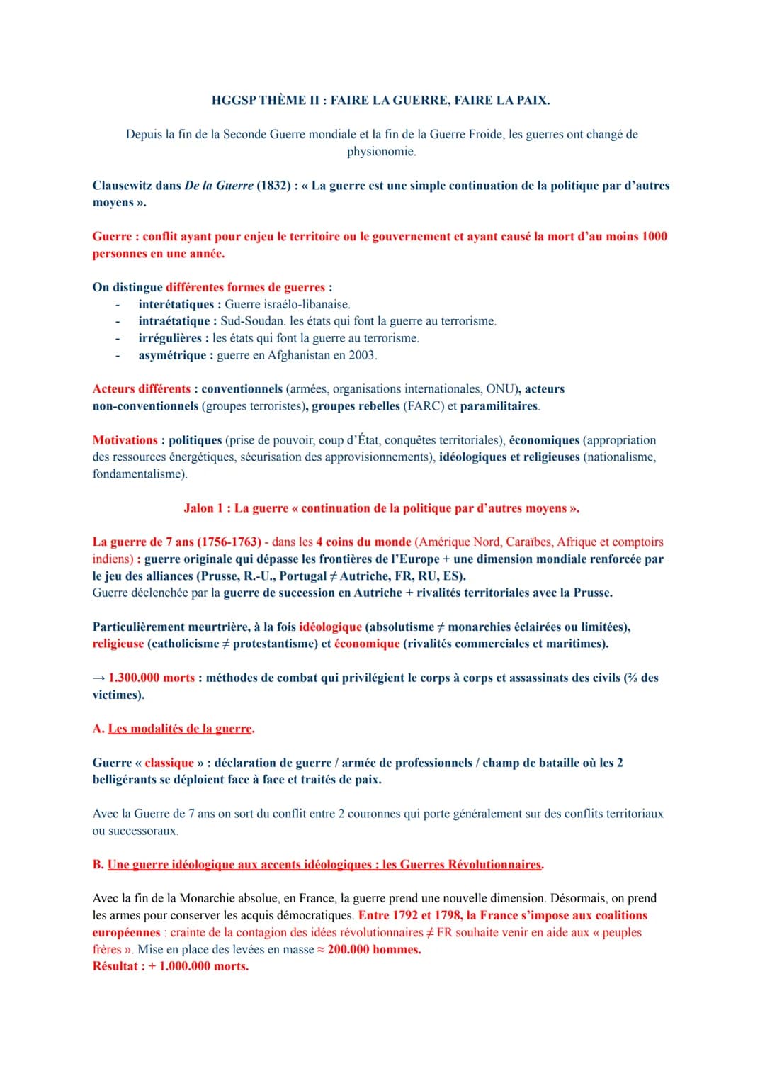 HGGSP THÈME II: FAIRE LA GUERRE, FAIRE LA PAIX.
Depuis la fin de la Seconde Guerre mondiale et la fin de la Guerre Froide, les guerres ont c