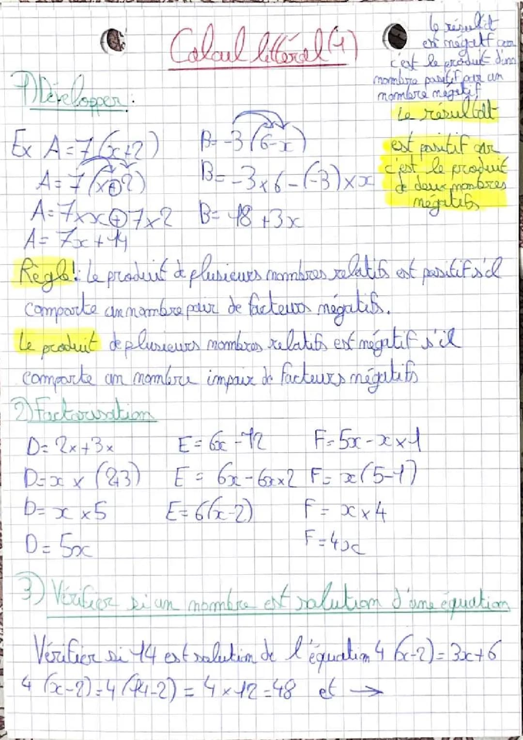 Calcul littéral