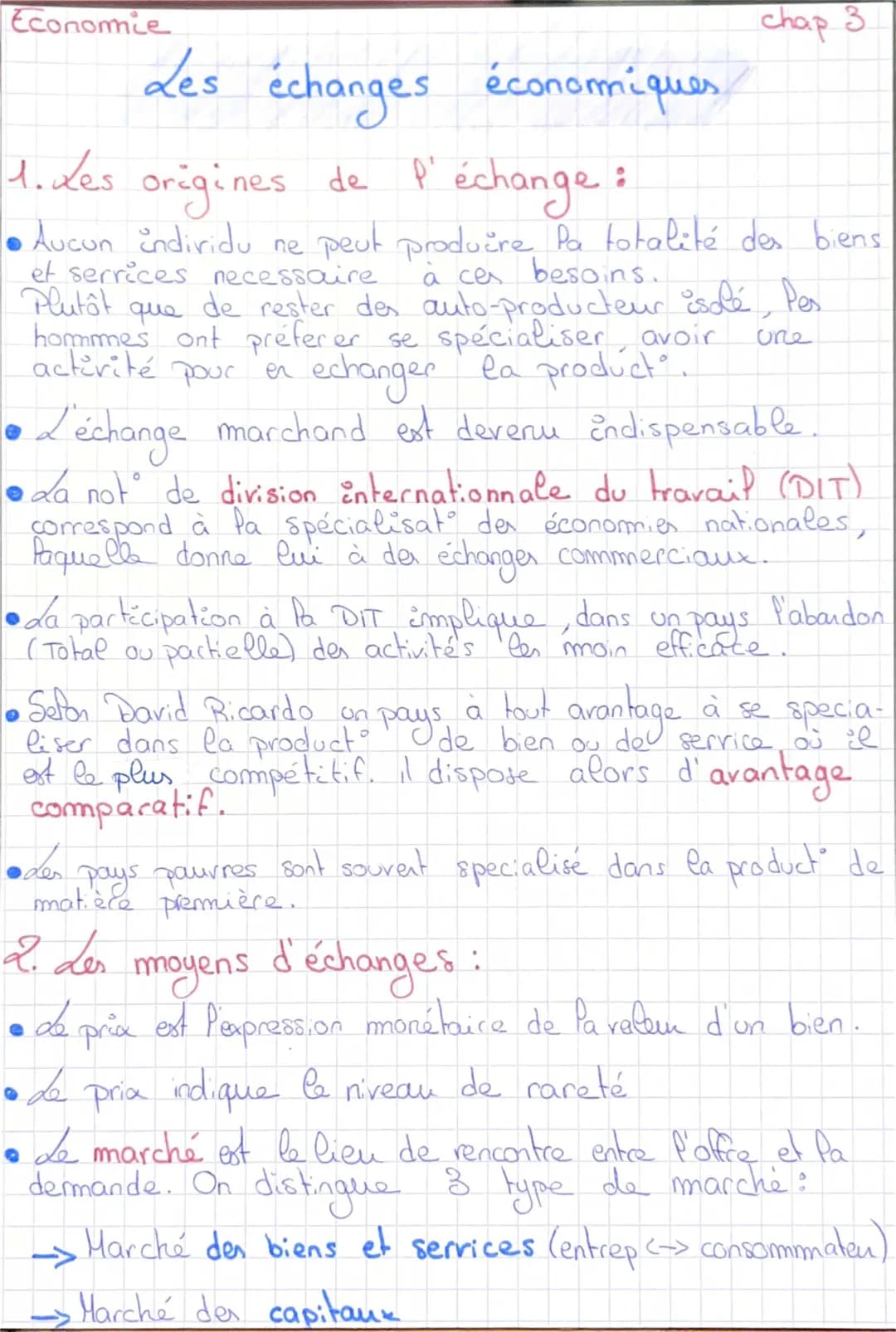 Les échanges économiques et les avantages comparatifs - Cours PDF 1ère STMG