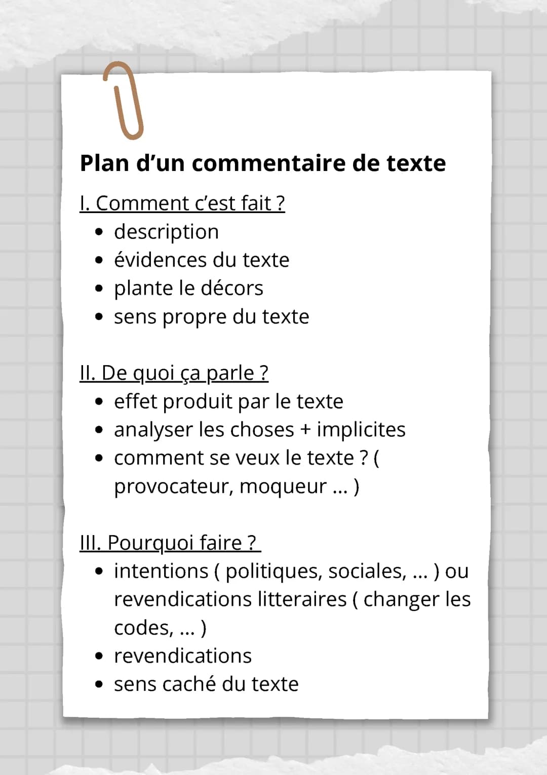 Méthode Commentaire de texte - Français - BAC 2024